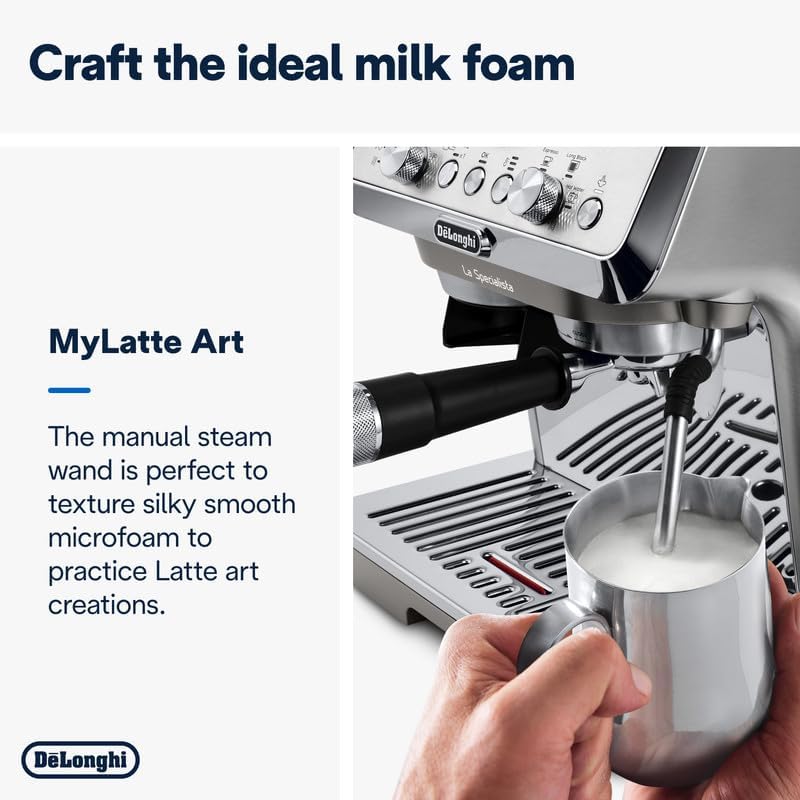 De'Longhi Barista Coffee Machine LA SPECIALISTA ARTE EVO Cold Brew Semi-Automatic Espresso Machine with Cold Extraction Technology, Barista Kit, Built-in Grinder, Milk Frother,15 Bar Pressure EC9255.M
