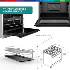 Bosch Freestanding Gas Range Cooker, HGV1D8W50M, 125L XXL Oven, Wok Burner, Safety Features, Stainless Steel, German Engineering + Free Hand Mixer