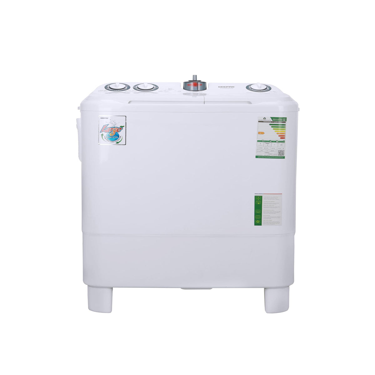 Geepas Twin Tub Washing Machine 7.2KG – Semi Automatic Ripple Pulsator Spin Dry GSWM6468