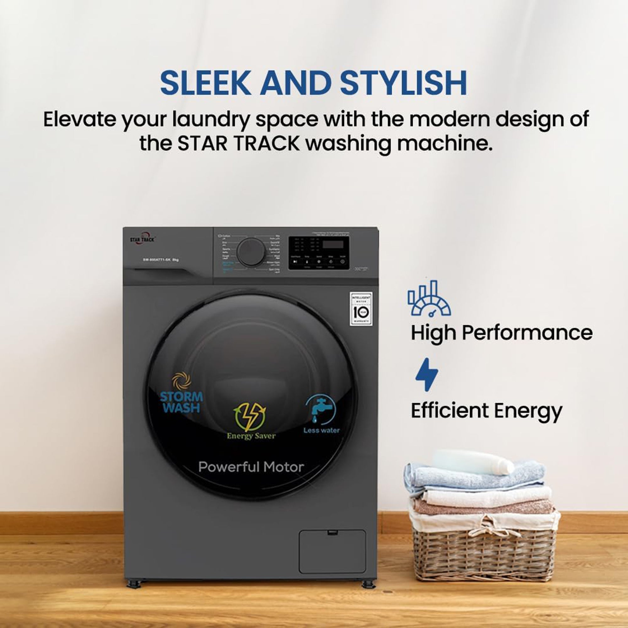 Star Track Front Load Washing Machine 9 kg Pure Clean Ultra-Wash & Smart Diagnosis SW-900ATT1-SK