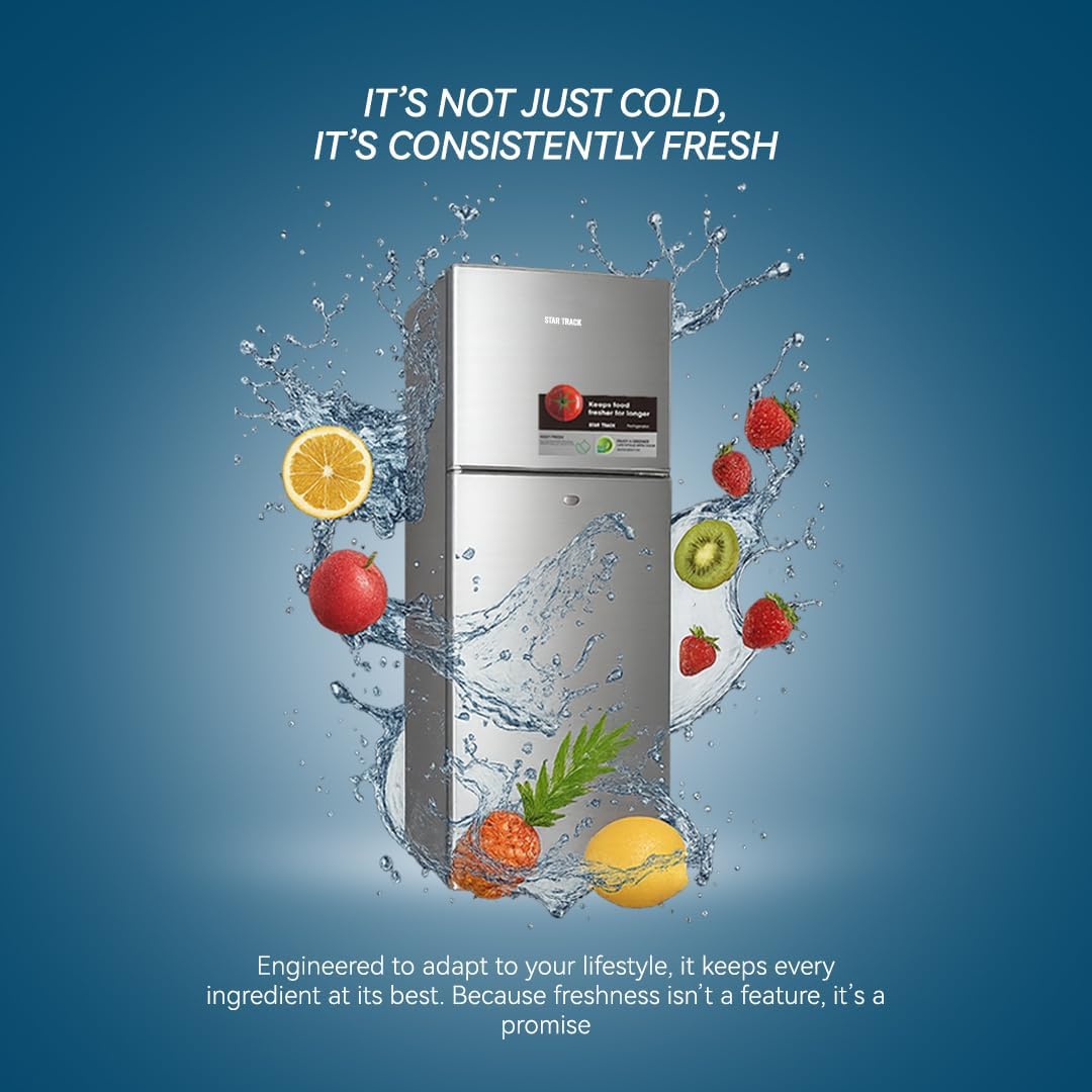 STAR TRACK Double Door Refrigerator 320L comes with Frost Free has Smart Sensor Technology has Air Flow Technology, ST-FRG-NSKE320