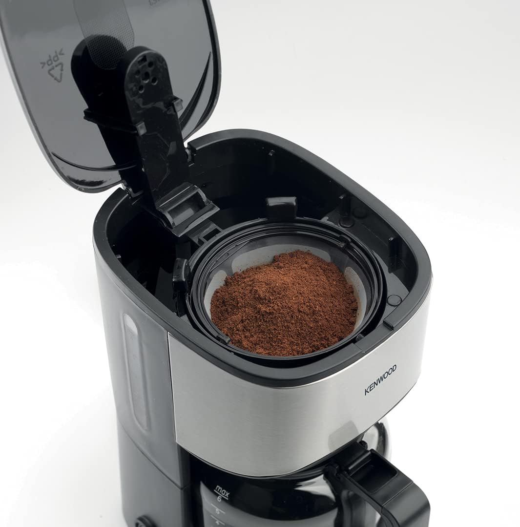 KENWOOD Coffee Machine Up To 6 Cup Coffee Maker for Drip Coffee and Americano 550W 40 Min Auto Shut Off, Reusable Filter, Anti Drip Feature, Warming Plate and Easy to Clean CMM05.000BM Black/Silver