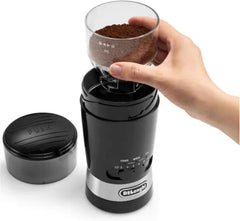 De'Longhi Electric Coffee & Spices Grinder Mill With Stainless Steel Blade , & 3 Grinding Level Settings , 12 Cups Capacity , KG210 , Black