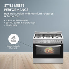 Star Track Freestanding Gas Cooker 90x60cm 5 Burners Full Safety Rotisserie Auto Ignition SG-KL9060-HI
