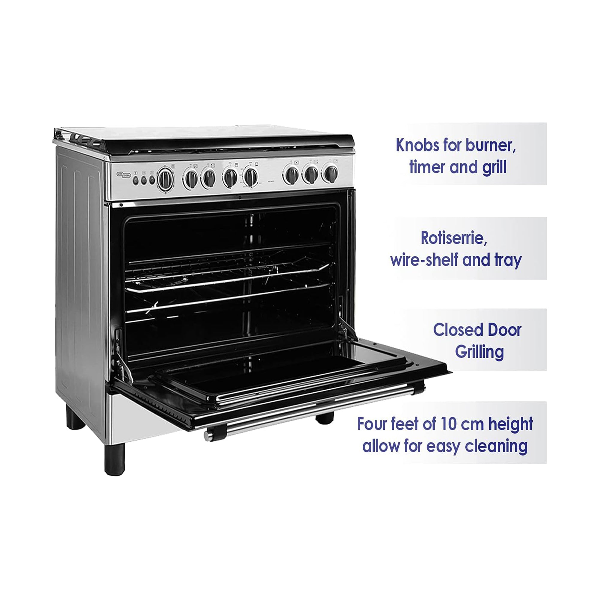 Super General 90×60 cm Freestanding Gas Cooker with 5 Burners – Gas Oven Grill & Rotisserie SGC901FS