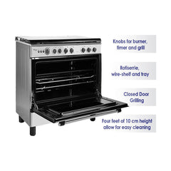 Super General 90×60 cm Freestanding Gas Cooker with 5 Burners – Gas Oven Grill & Rotisserie SGC901FS