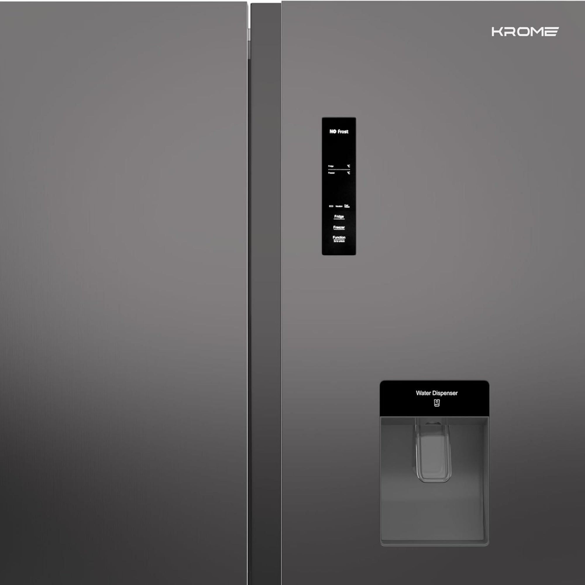 Krome Side-by-Side Refrigerator 700L – Inverter Compressor No Frost Water Dispenser KR-SBS 700WIM (Black / Inox)