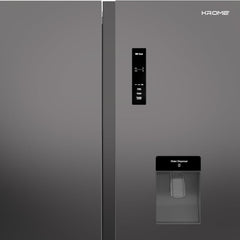Krome Side-by-Side Refrigerator 700L – Inverter Compressor No Frost Water Dispenser KR-SBS 700WIM (Black / Inox)