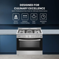 Star Track Freestanding Gas Cooker 90x60cm 5 Burners Full Safety Rotisserie Auto Ignition SG-KL9060-HI
