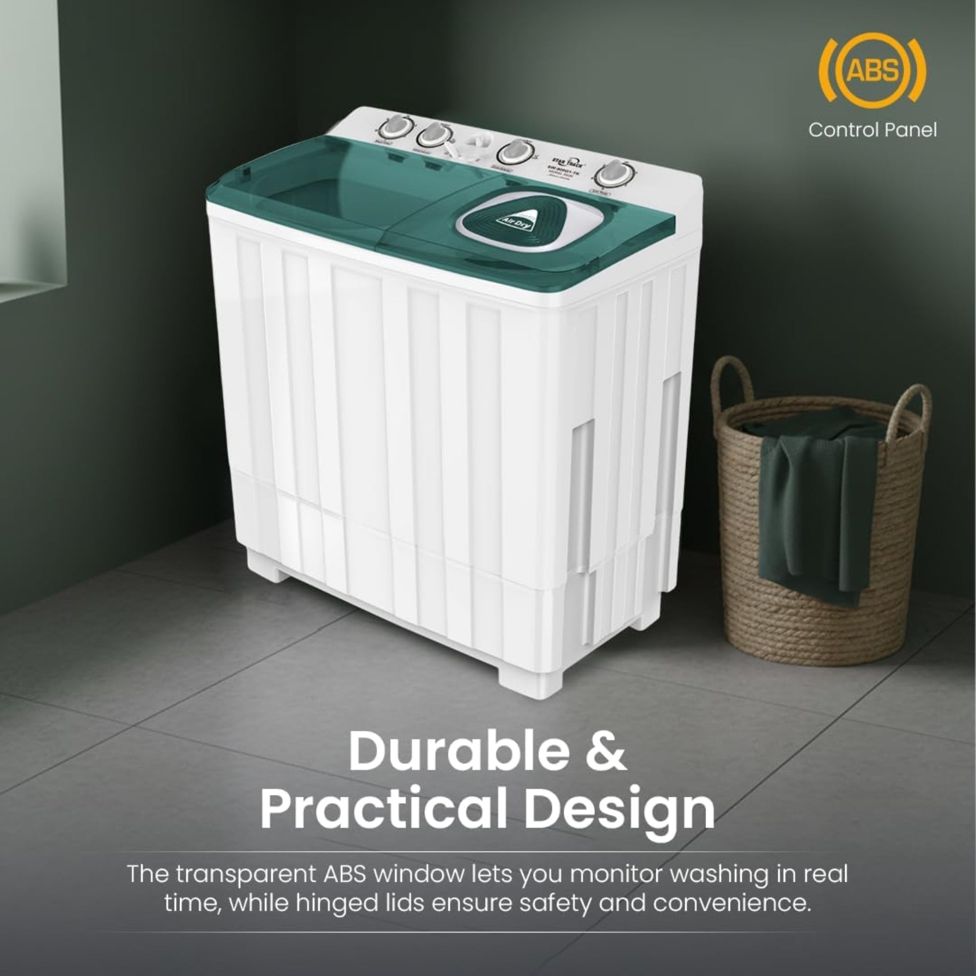 Star Track 9KG Twin Tub Semi-Automatic Washing Machine with Spin Dryer & Transparent Lid – SW-900G1TK (WHITE)