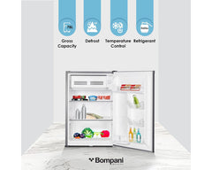 Bompani BR110N Single Door Refrigerator, 76L Net, Black