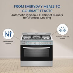 Star Track Freestanding Gas Cooker 90x60cm 5 Burners Full Safety Rotisserie Auto Ignition SG-KL9060-HI