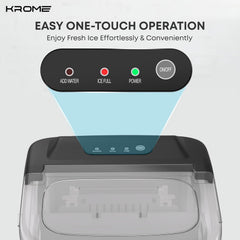 Krome Countertop Ice Maker Machine with LED Display, Auto Clean Function, 9 Bullet Ice Cubes per Cycle, Ice Scoop Included, Portable Stainless Steel Ice Machine for Home, Bar and Party Use KR-IM12SH