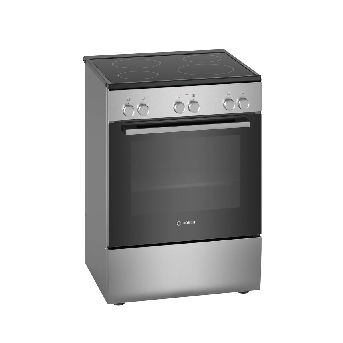 Bosch 60×60cm Freestanding Electric Cooker with 4 Ceramic Zones – 66L Oven 3D HotAir Stainless Steel HKL060070M