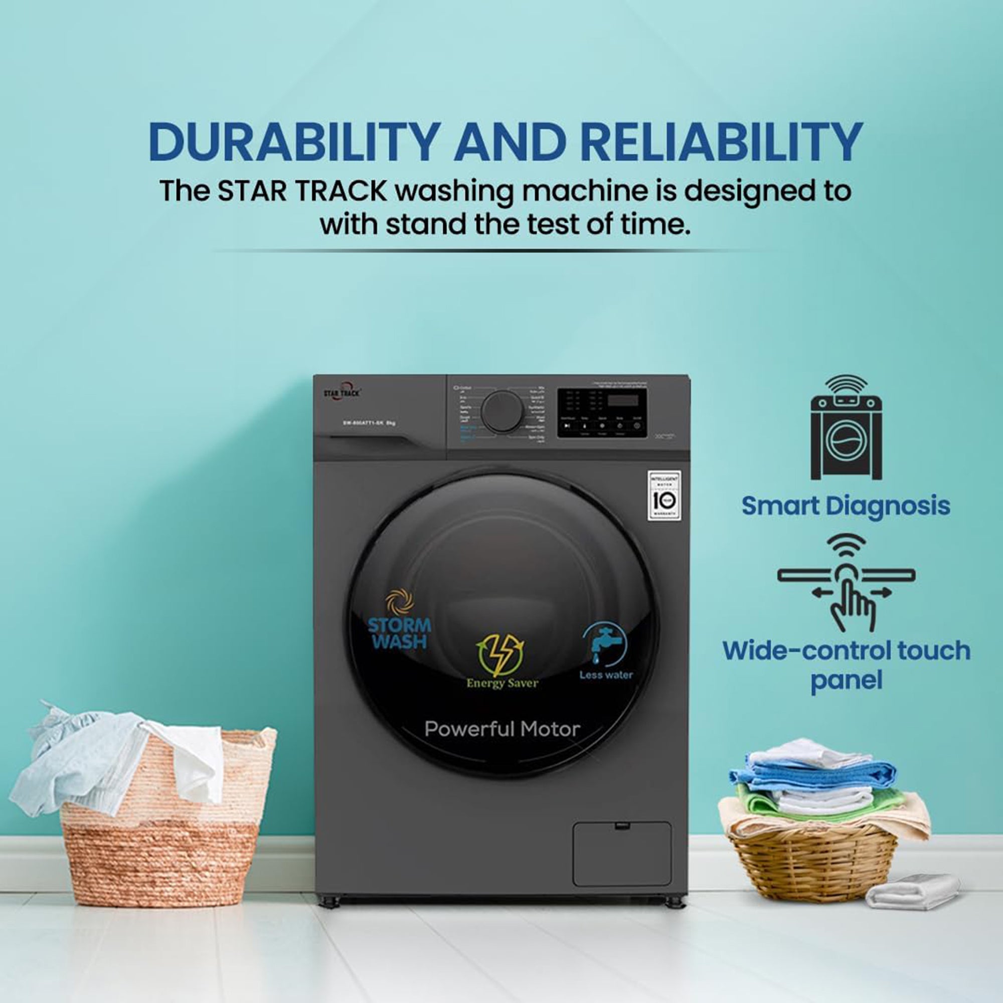 Star Track Front Load Washing Machine 9 kg Pure Clean Ultra-Wash & Smart Diagnosis SW-900ATT1-SK