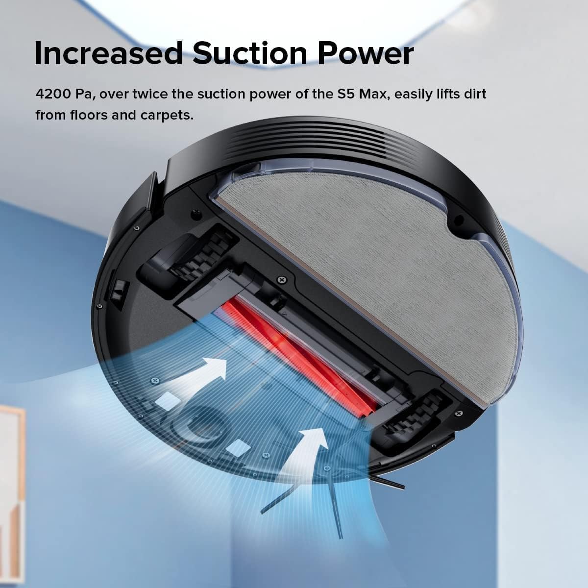 Roborock Q7 Max Robot Vacuum Cleaner with Mop, 4200Pa Strong Suction, Lidar Navigation, Multi-Level Mapping, No-Go&No-Mop Zones, 180mins Runtime, Works with Alexa, Perfect for Pet Hair(Black)