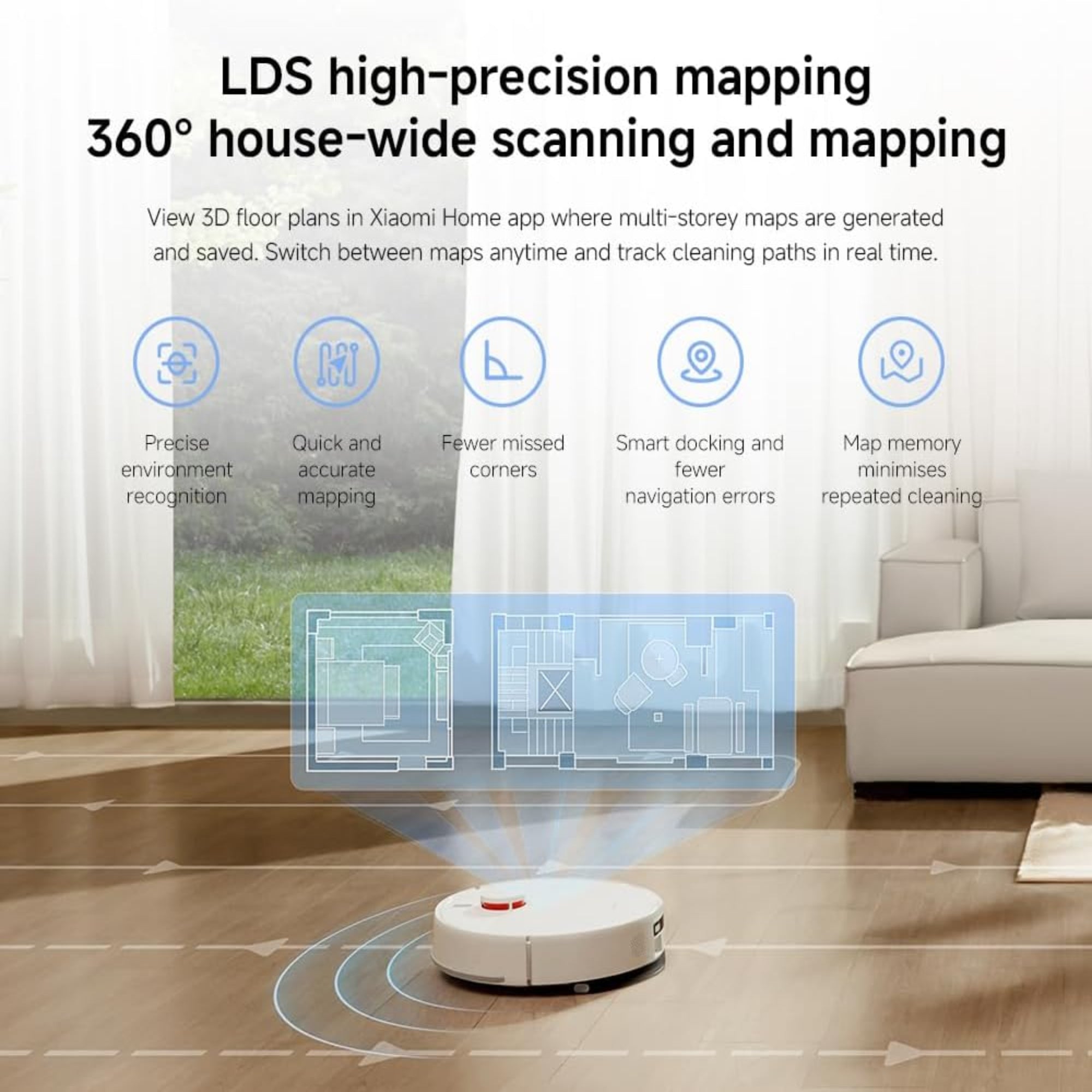 Xiaomi Robot Vacuum H40 10000Pa LDS Navigation Smart Mapping Auto Dust Emptying Voice Control