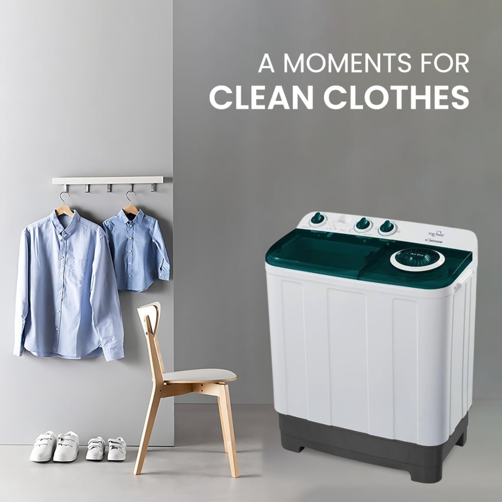Star Track 7KG Twin Tub Semi-Automatic Washing Machine with Spin Dryer & Lint Filter – SW-700G1TK (WHITE)