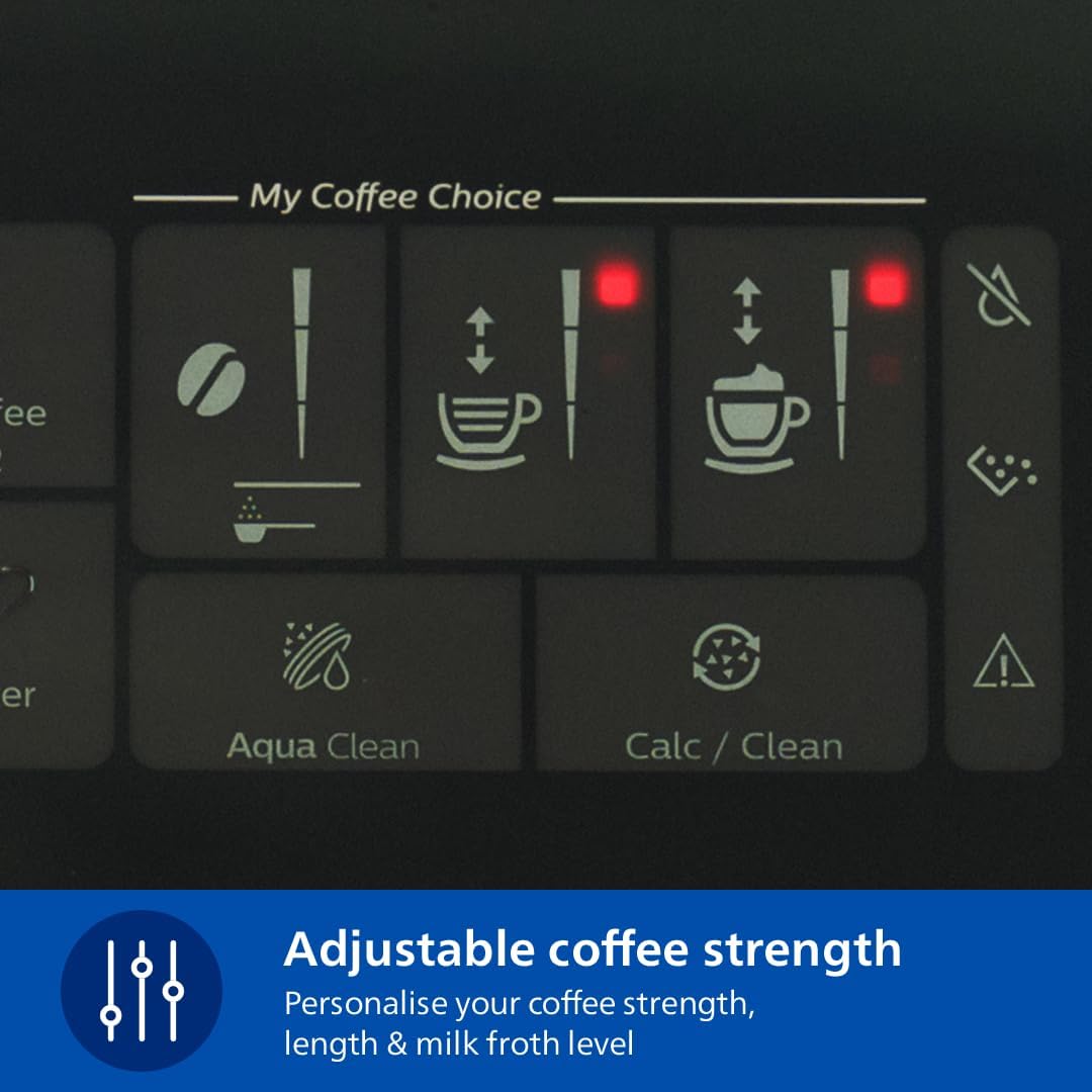 Philips Fully Automatic Coffee Machine Series 3300-6 Beverages, 1.8L Water Capacity, 1500W, LatteGo, SilentBrew, Coloured Touch Display, 12 Grinder Settings, Black Chrome - EP3347/90