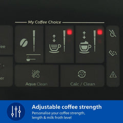 Philips Fully Automatic Coffee Machine Series 3300-6 Beverages, 1.8L Water Capacity, 1500W, LatteGo, SilentBrew, Coloured Touch Display, 12 Grinder Settings, Black Chrome - EP3347/90