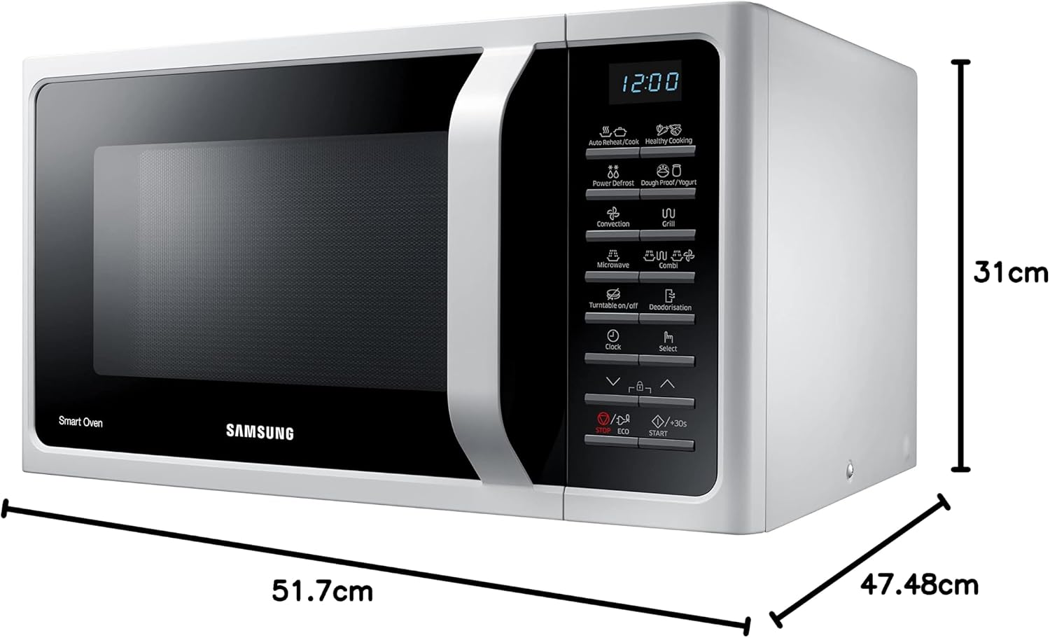 Samsung 28 Liters Microwave Grill & Convection with Healthy Cooking, White - MC28H5015AW"Min 1 year manufacturer warranty" (UAE version)