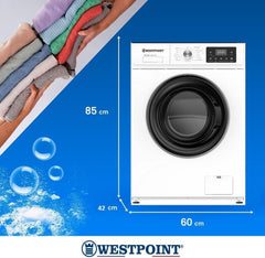 WESTPOINT 6 Kg Front Load Washing Machine, Inverter Motor, 5 STAR ESMA RATED, 1200 RPM, 16 Easy to Wash Program, LED Control Panel, 85x43x60cm (WxDxH), ARABIC LANGUAGE CONTROL PANEL WMZ-612A25.