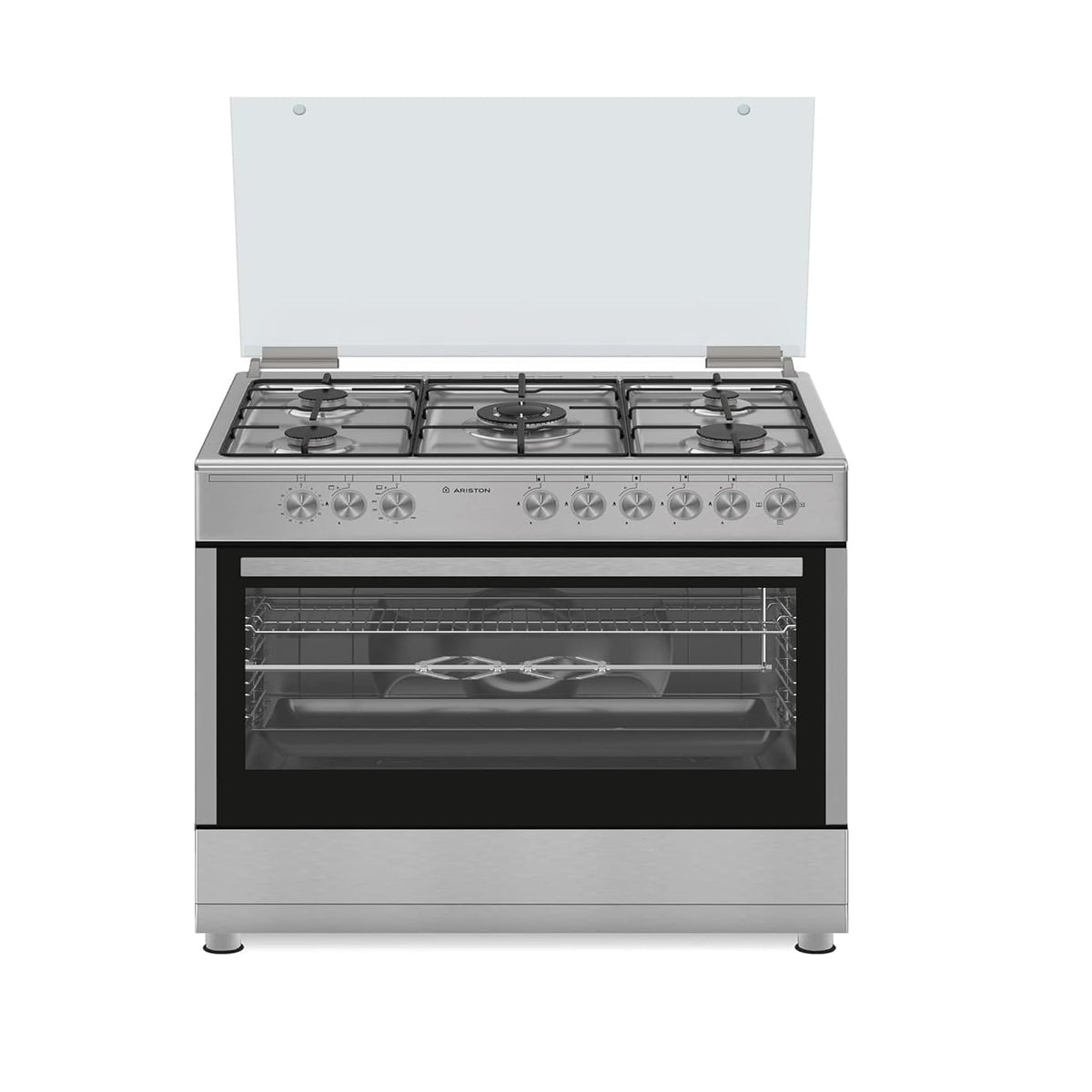 Ariston Free Standing Gas Cooker 90x60cm – 5 Burners Triple Crown Maxi Oven Rotisserie AM9GM1KMX/MEA