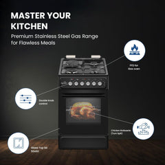 Star Track Freestanding Gas Cooker 50x60cm 3 Burners Full Safety Rotisserie Auto Ignition SG-KL5060-SB