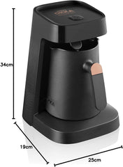 Arzum Okka Jet Automatic Turkish Coffee Machine, 400 W, Black/Copper, 1 Year Manufacturer's Warranty. (Black/Chrome)