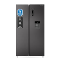 Krome Side-by-Side Refrigerator 700L – Inverter Compressor No Frost Water Dispenser KR-SBS 700WIM (Black / Inox)