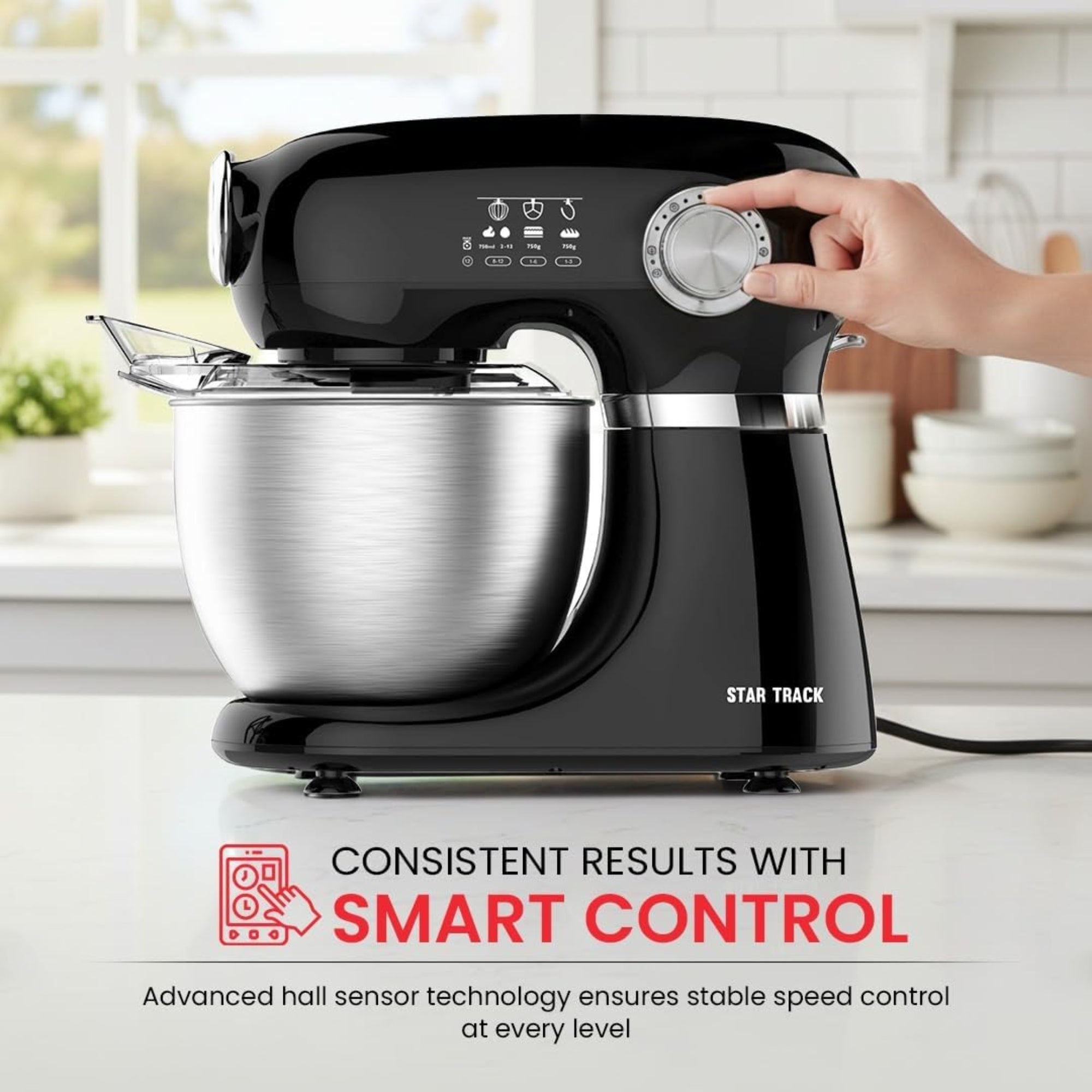 Star Track Kitchen Machine 5L Stand Mixer 1000W Stainless Steel Bowl Dough Hook Beater & Whisk ST-BID-KM1000