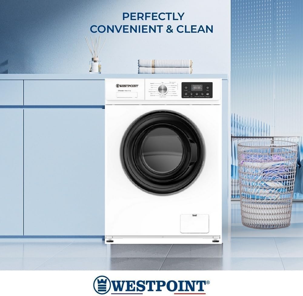 WESTPOINT 6 Kg Front Load Washing Machine, Inverter Motor, 5 STAR ESMA RATED, 1200 RPM, 16 Easy to Wash Program, LED Control Panel, 85x43x60cm (WxDxH), ARABIC LANGUAGE CONTROL PANEL WMZ-612A25.