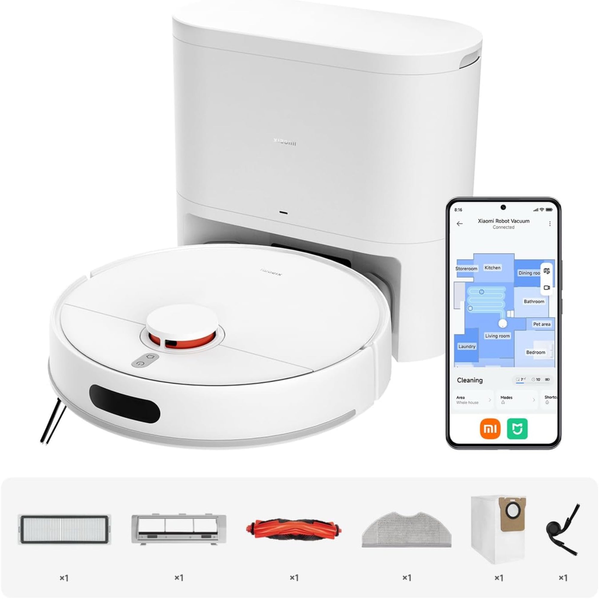 Xiaomi Robot Vacuum H40 10000Pa LDS Navigation Smart Mapping Auto Dust Emptying Voice Control