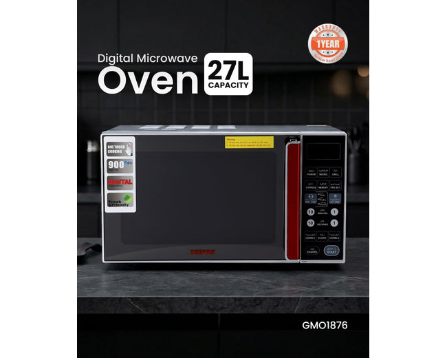 Geepas GMO1876 27L Digital Microwave Oven, 900W, Child Lock