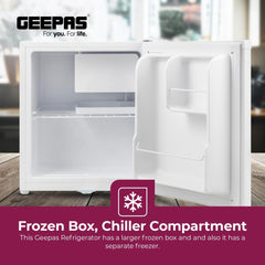 Geepas Mini Refrigerator 60L – Compact Design Adjustable Thermostat & Door Lock GRF654WPEN