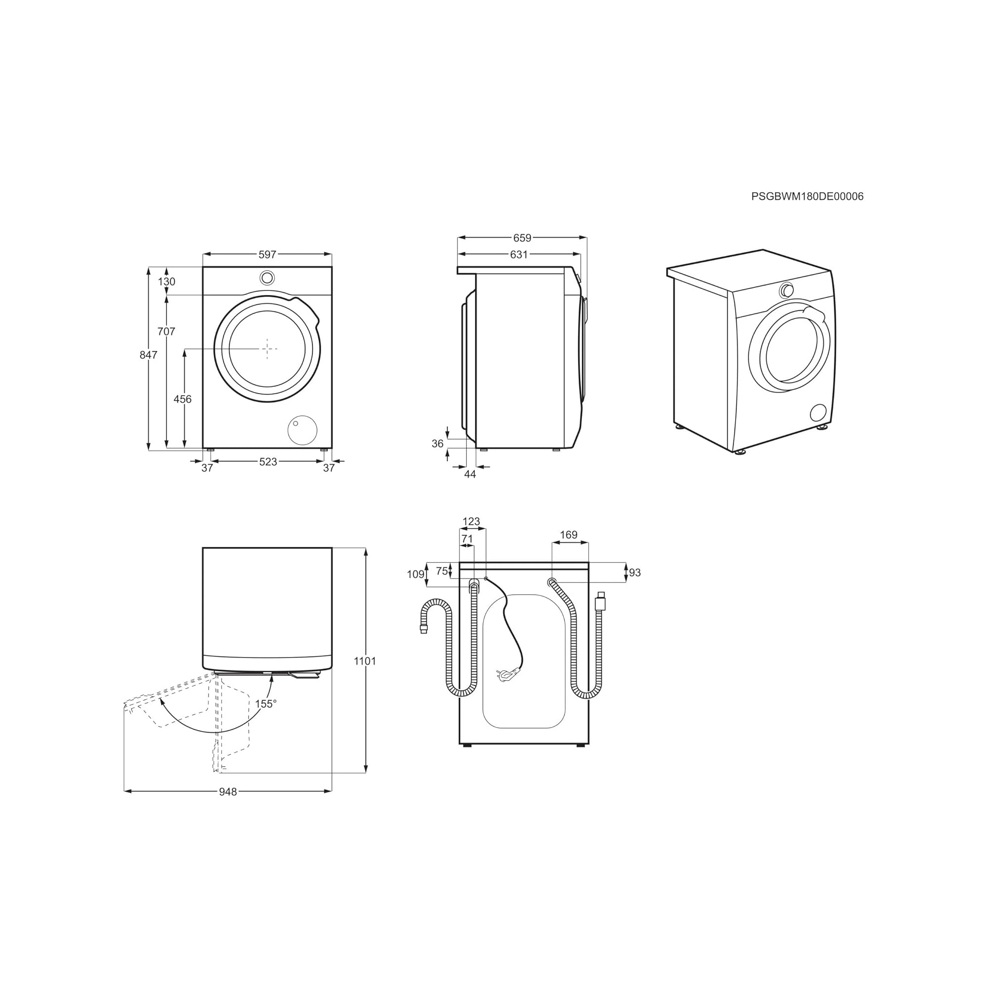 Electrolux 10 kg Front Load Washing Machine – 1600 RPM Inverter Motor SteamCare UltraCare EW8F2166MA
