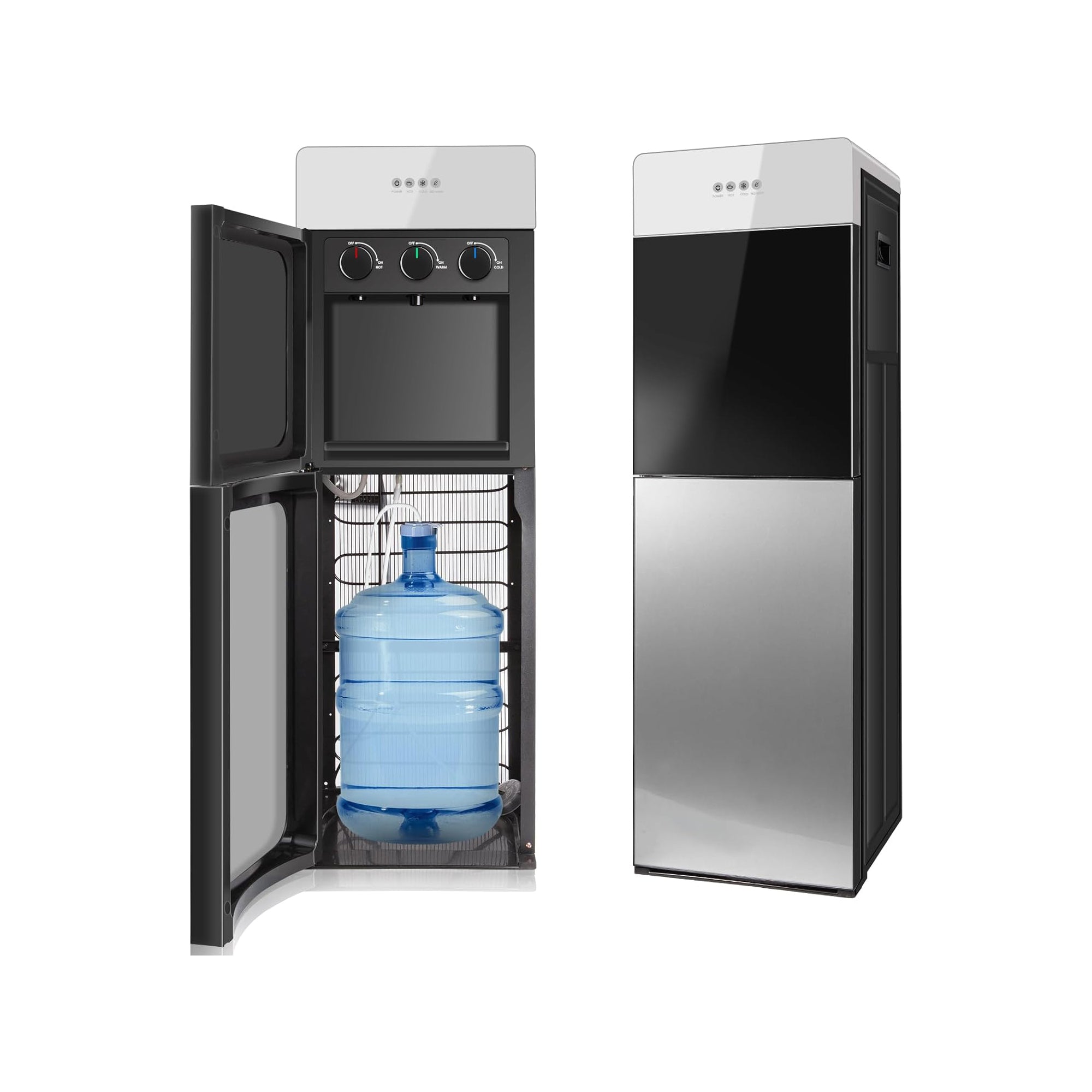 EURCRBU Bottom Loading Water Dispenser – Hot Cold Room Temperature Compressor Cooling Silver AFK-2088-3 (white/black)