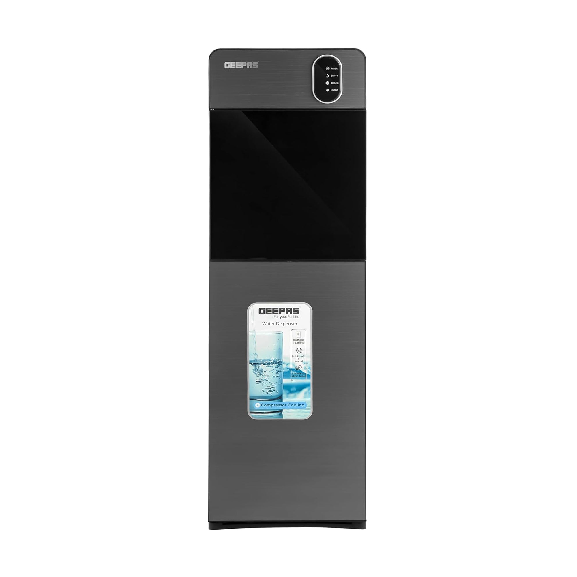 Geepas Water Dispenser – Hot Cold & Normal 3 Taps Fast Cooling Child Lock GWD17037 (Grey)