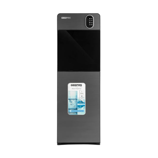 Geepas Water Dispenser – Hot Cold & Normal 3 Taps Fast Cooling Child Lock GWD17037 (Grey)