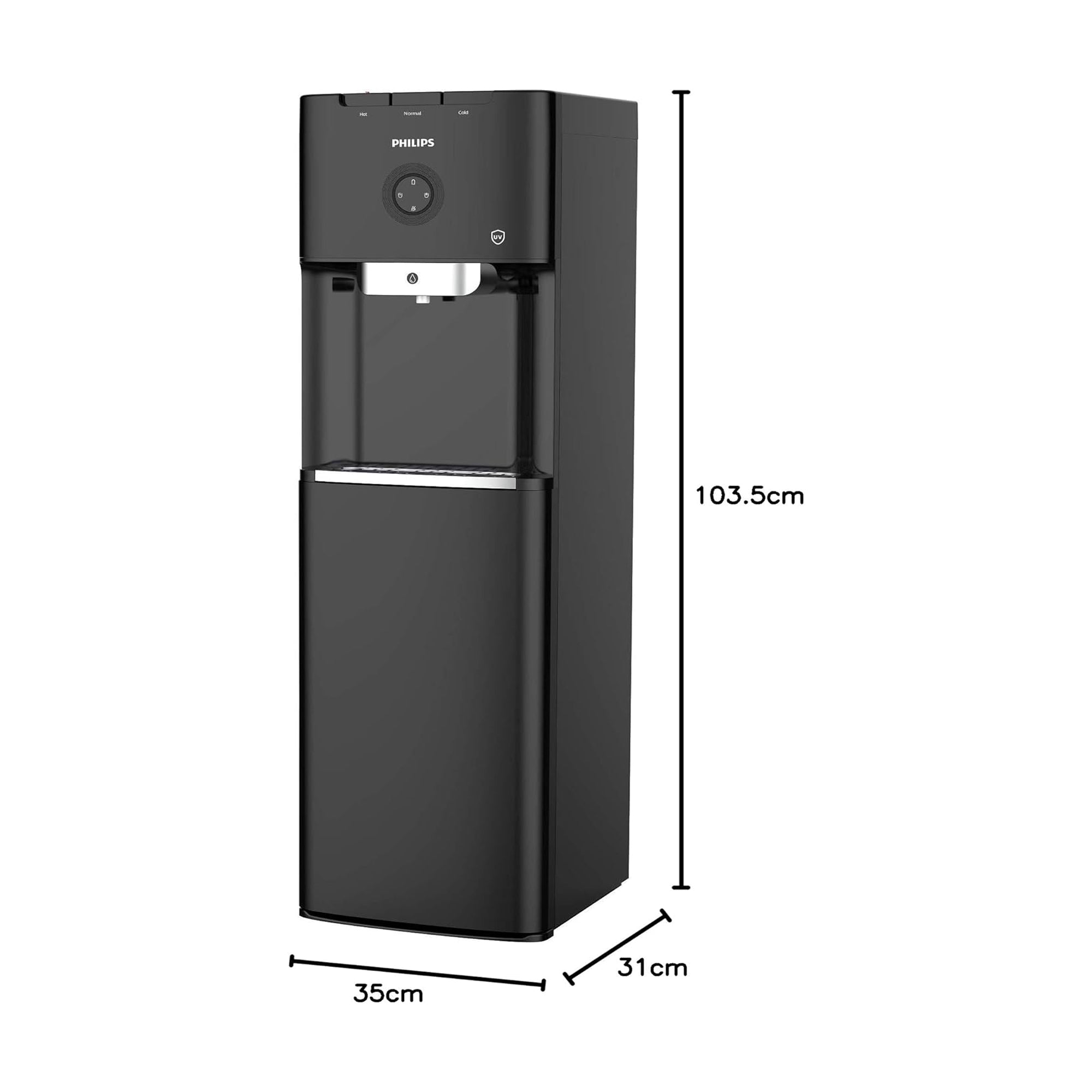 Philips Bottom Load Water Dispenser – Hot Cold Ambient UV Sterilization Micro P-Clean Filtration ADD4968BK/56 (Black)