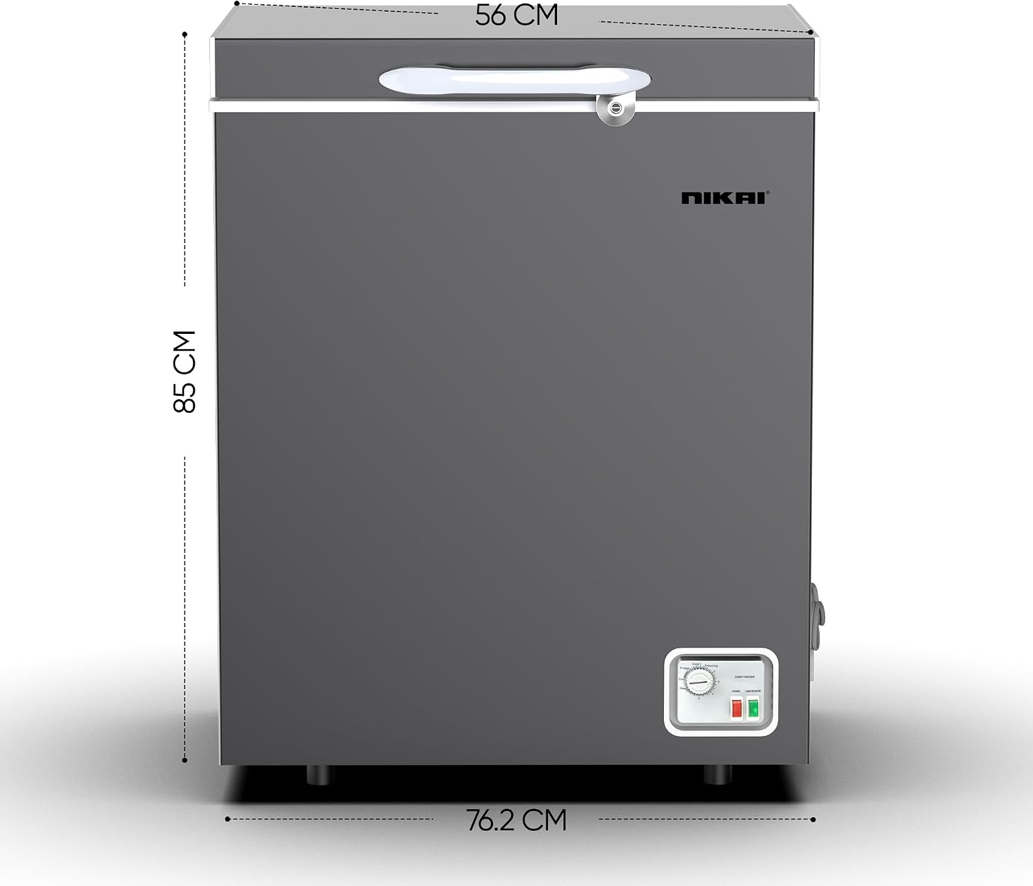 Nikai 200L Gross/138L Net, Single Door Chest Freezer with Storage Basket, High Energy Efficiency Cooling System, Adjustable Temperature, Silent Operation, For Home & Restaurants - NCF200N7S Silver