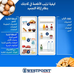 Westpoint 240 Liters Gross Double Door Refrigerator-Freezer, DEFROST, 4 Door Balconies, Egg Rack, Ice Cube Tray, Built in Condenser, 52Dx51.9Wx148H Centimeter Silver WRN-2423EI (NEW MODEL)