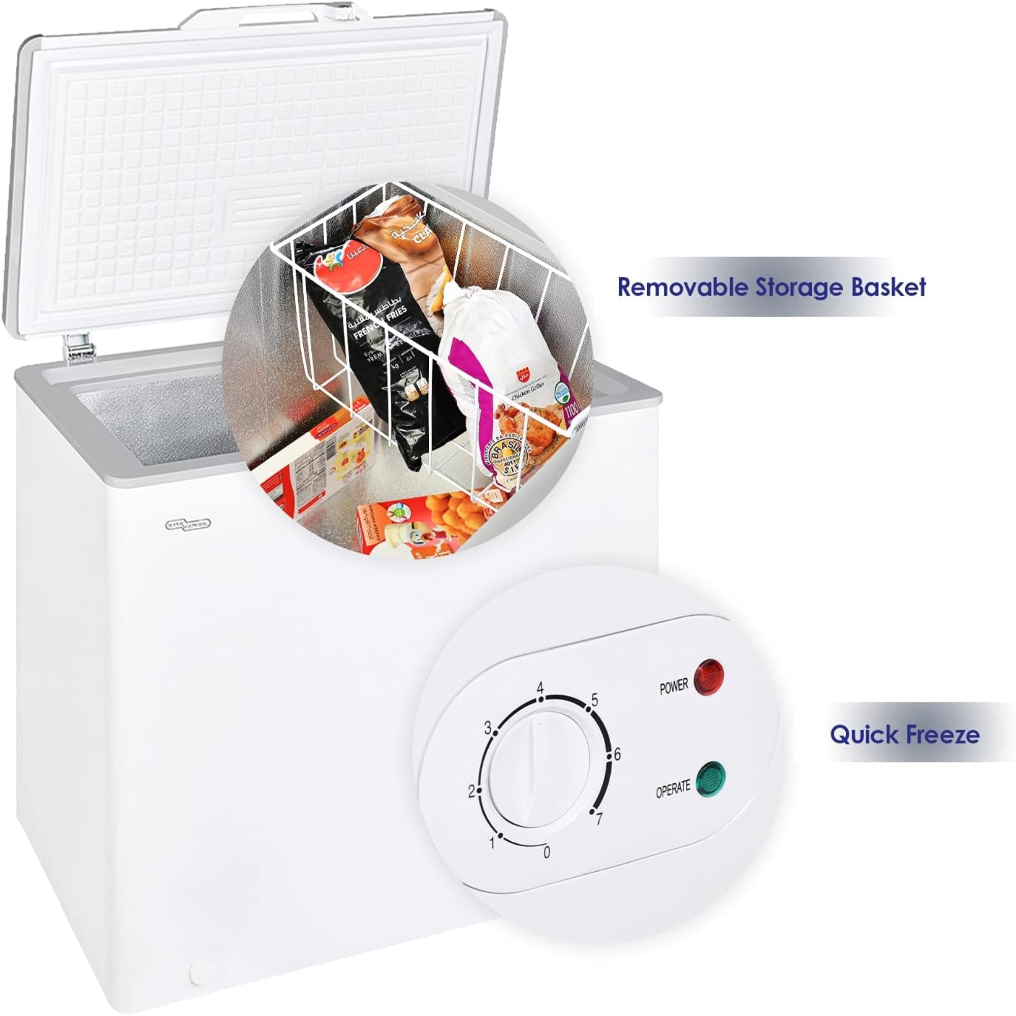 Super General Chest Freezer 200L – Quick Freeze Storage Basket Lock & Key SGF-222