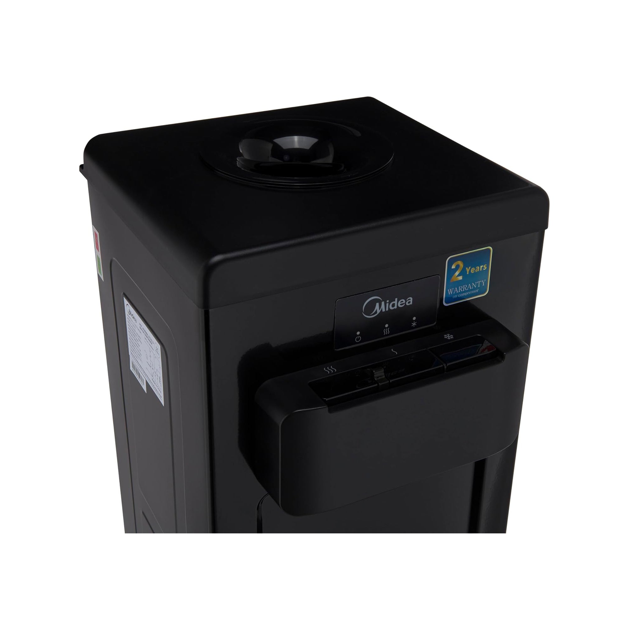 Midea Top Load Water Dispenser – Hot Cold & Ambient Child Lock Stainless Tank YL1917SAE-BK (Black)