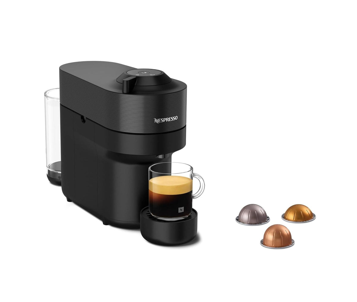 Nespresso Vertuo Pop Coffee Machine by Nespresso - Liquorice Black Design, Smart Brewing Technology, UAE Version