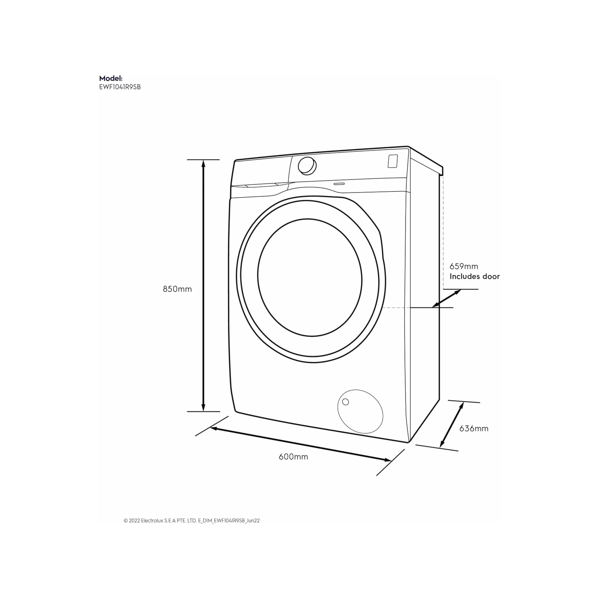 Electrolux 10 kg Front Load Washing Machine – 1400 RPM EcoInverter AutoDose SensorWash EWF1041R9SB
