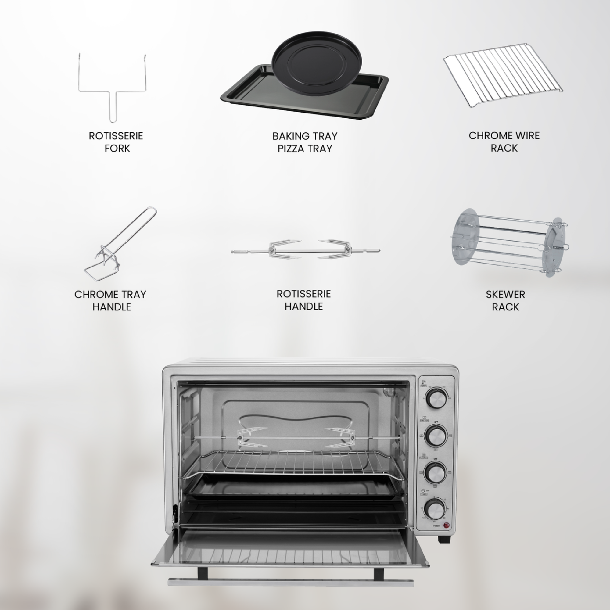 Star Track Electric Oven 66L Rotisserie Convection 2200W 120-Min Timer Temperature Control ST-66SSW-EO2200