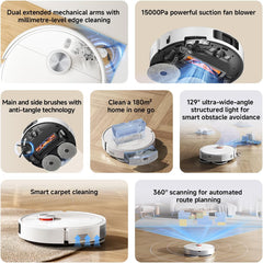 Xiaomi Robot Vacuum S40 Pro – 15,000Pa Suction, Dual-Extending Arms, LDS Navigation, Smart Carpet Detection, App Control (S20+ Upgraded)