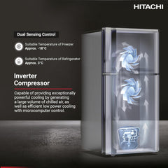 Hitachi Top mount Refrigerator 597 L Inverter Compressor R-V715PUK7K Silver