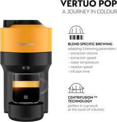 Nespresso Vertuo Pop Coffee Machine by Nespresso - Vibrant Mango Yellow Design, Automatic Capsule System, UAE Version